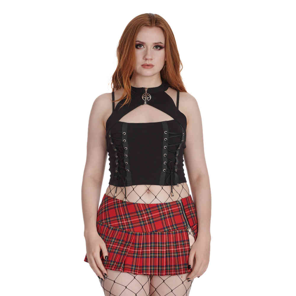 Banned - Raven'S Embrace Laced Crop top - Zwart